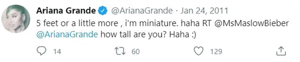 アリアナ・グランデの身長に関するツイッター